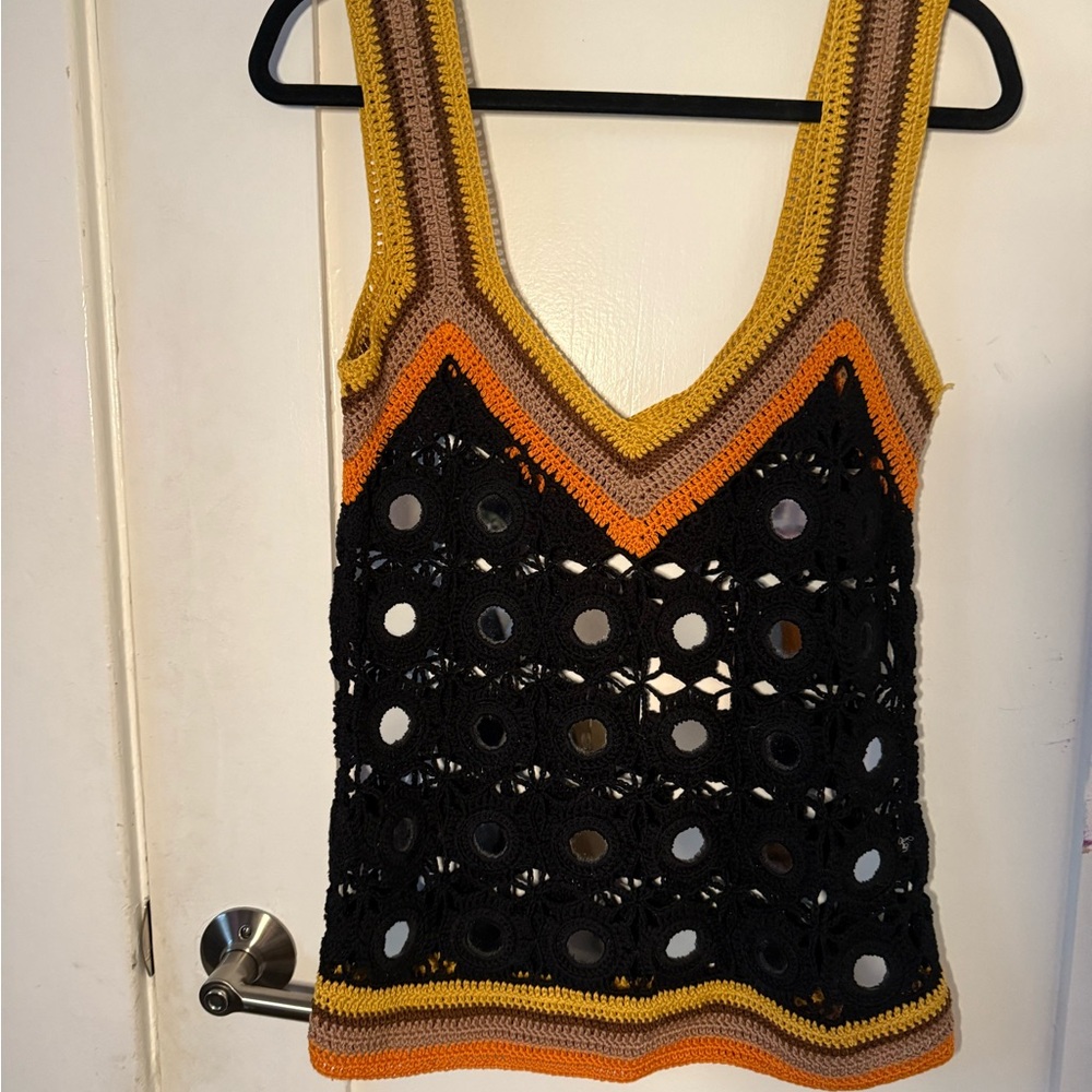 Wales Bonner Black Crochet Sleeveless Tank Top